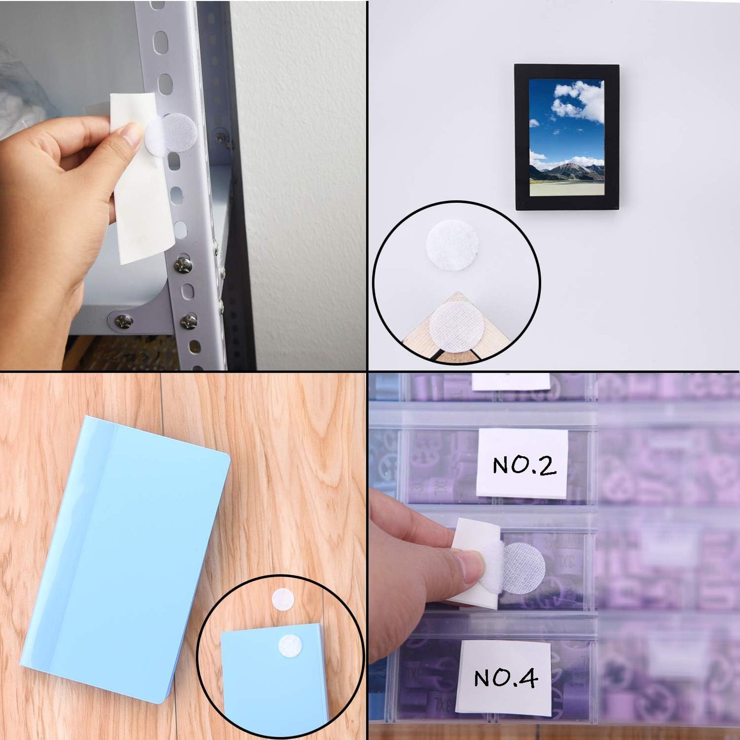 2016Pcs (1008 Pairs) 0.39in/10mm Diameter Hook and Loop Self Adhesive Dots Tapes, White Nylon Sticky Back Dots, Fastener Round Tapes for Home, Office and Classroom