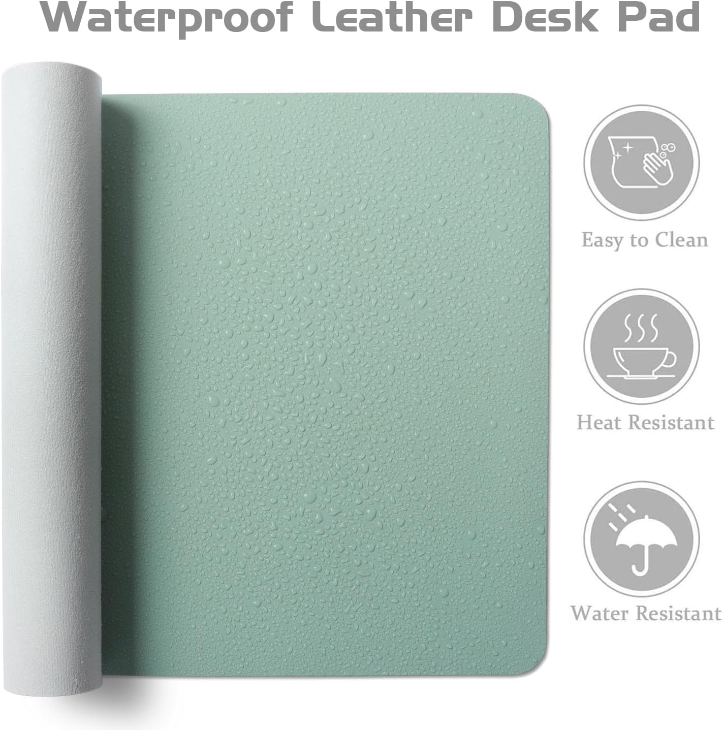 Aothia Leather Desk Pad Protector - Large Mouse Pad, Office Mat, Non-Slip PU Leather Blotter, Laptop Desk Pad, Waterproof Writing Pad for Office and Home (Light Blue, 38" x 13.7")
