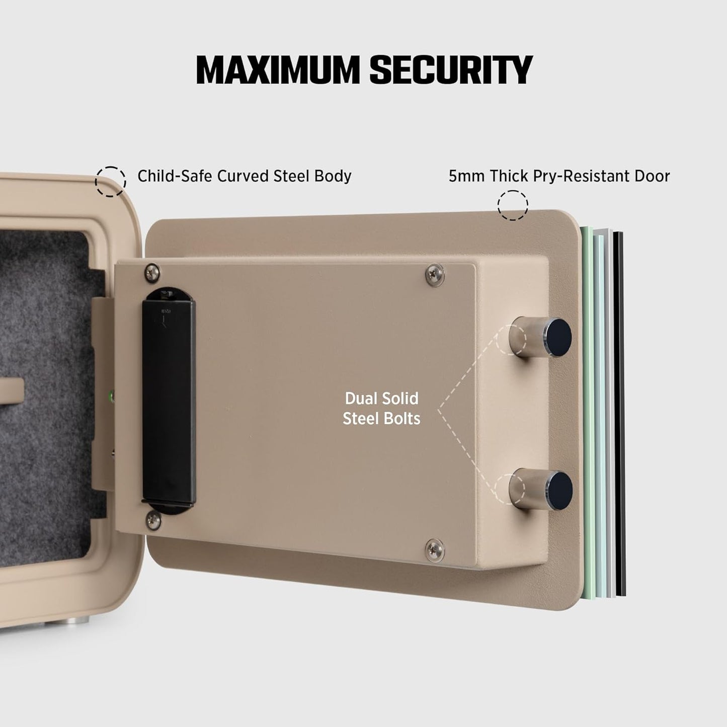 Home Safe Box, Digital Small Personal Safes, caja fuerte, Security Money Closet Electronic Lock Box with Keypad for Pistol Cash Jewelry, Document, Hotel, Dorm, Office (1.0cuft Sand)