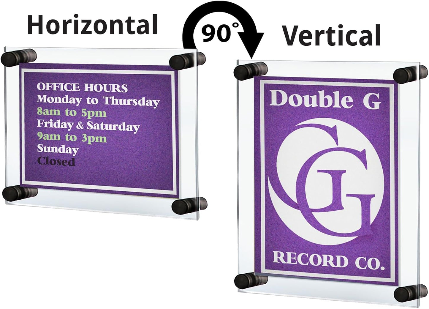 Azar Displays 105506-BLK Acrylic Floating Double Panel Wall Frame,8.5" x 14" Graphic Size, Overall Frame Size: 12.5" x 18", Black