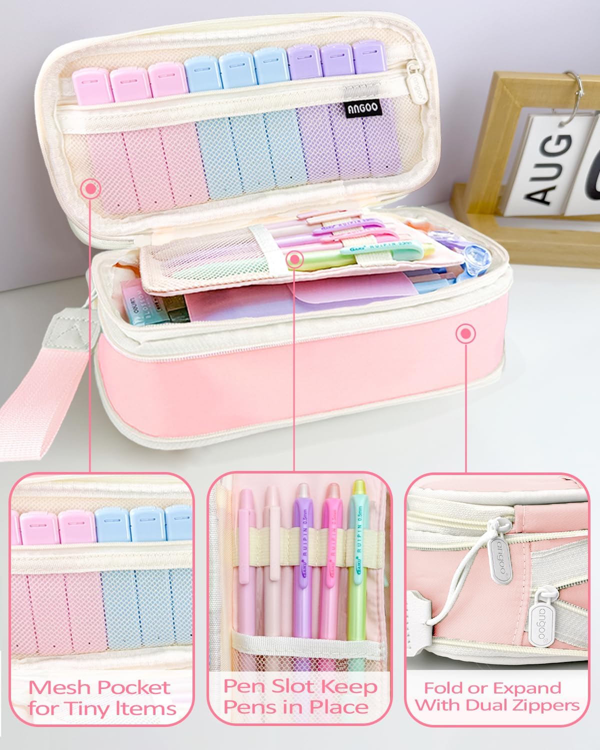 42PCS Mechanical Pencil Set with Cute Pencil Case，12X Pastel Mechanical Pencil 0.5mm, 0.7mm, 0.9mm & 2.0mm with 564X HB Leads Student Stationary Set for Writing Drawing Ideal Study Essentials (Pink)