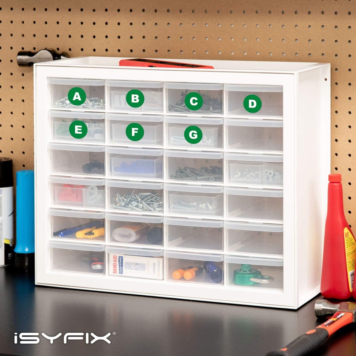 iSYFIX Green Vinyl Letters Stickers - 4 Sets, 1 inch Self-Adhesive, A to Z - Decal for Indoor & Outdoor, Ideal for Inventory, Storage, Organizing, Alphabet for Boxes, Bins, Toolbox, Lockers & More