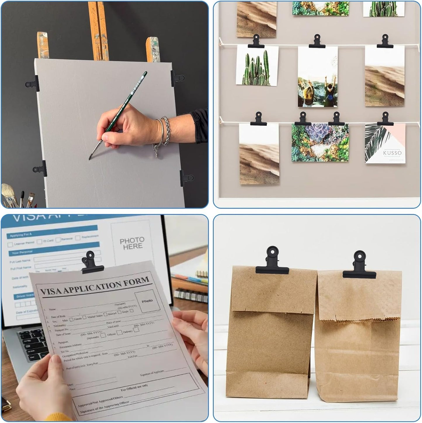 50 Pcs Metal Bulldog Clips, Gold Bull Binder,Mini Metal Paper Clips 0.87 in Hinge Clips Small for Tags Bags, Food Bags,Pictures Photos,Art Work,Office and Home Kitchen,Price Tag (Black)