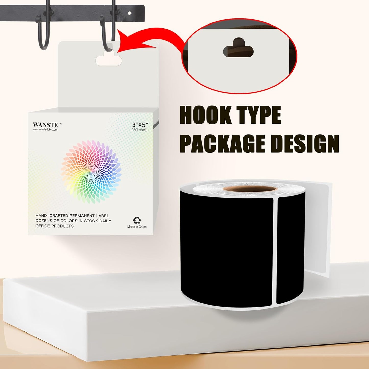 3 x 5 Inch 250Pcs Rectangle Color Coding Stickers,Strong Adhesion Easy to Write Label for Moving,Box Organization,Inventory,Business,Black