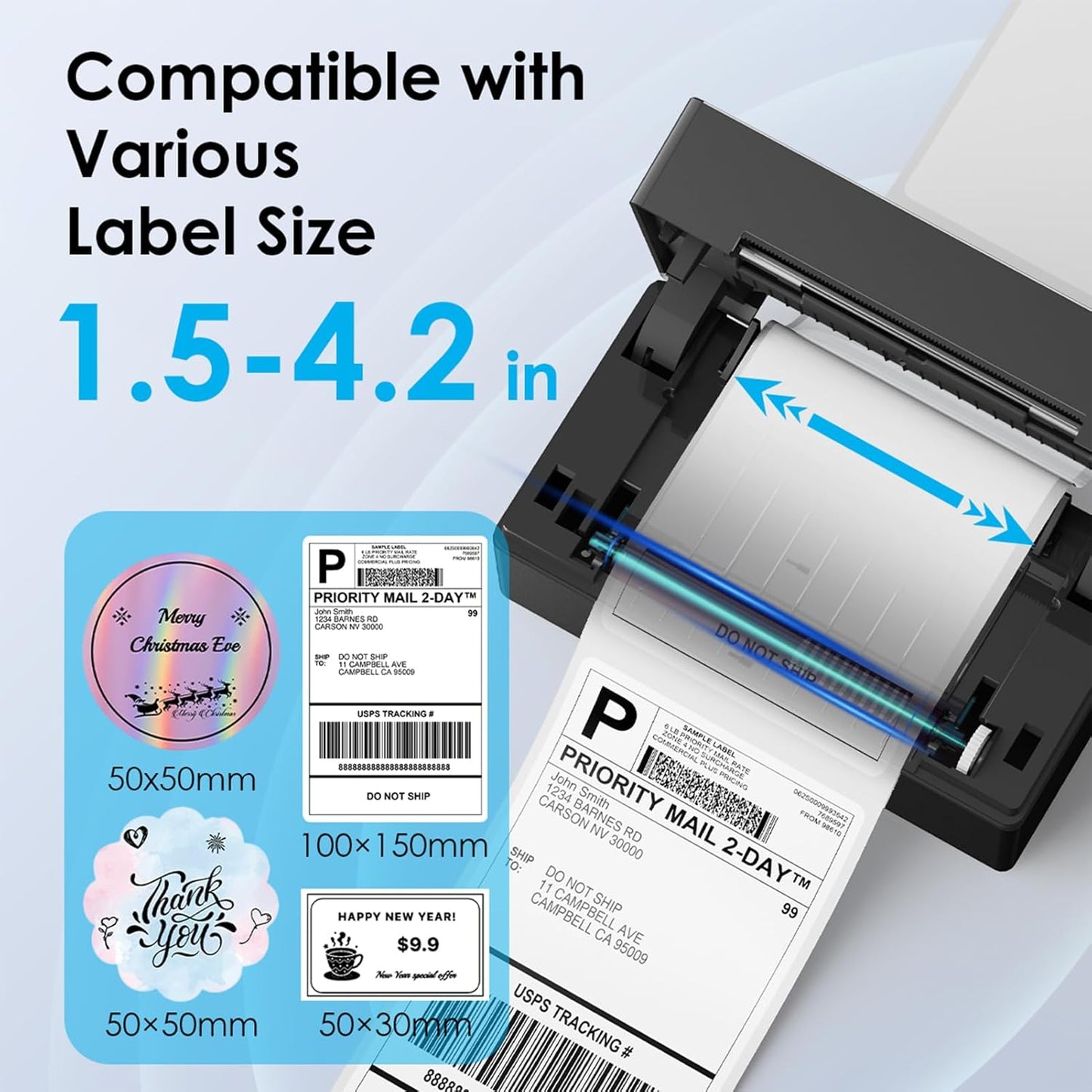 Bluetooth Thermal Label Printer, 4x6 Wireless Thermal Shipping Label Printer for Small Business, Compatible with iPhone,Android,Windows,Mac,Chromebook –Works with Ebay Shopify USPS&More, Black