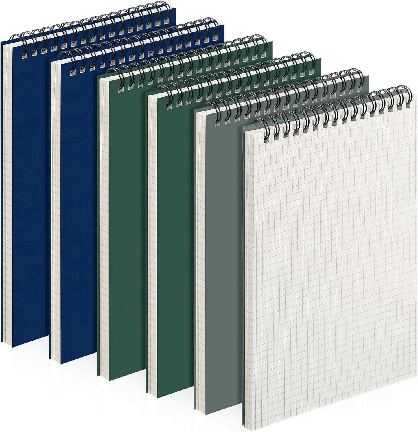 6 Pack Graph Paper Spiral Notepad A5 Top Wirebound Notepad Grid Notebook Steno Pads Memo Notebook Grid Paper 140 Pages for Writing Sketching Drawing Office Supplies (Dark Color)