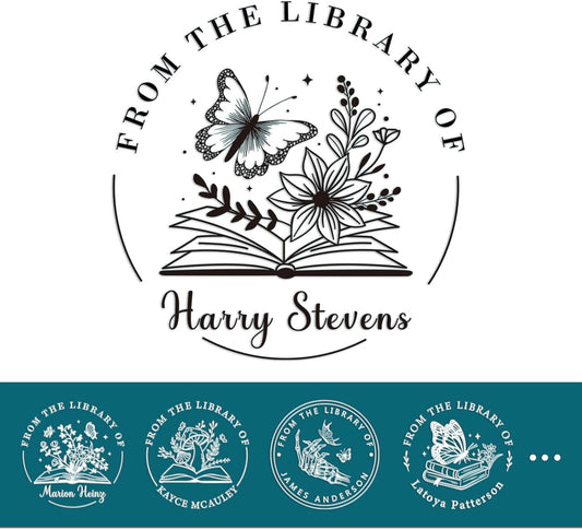 Book Embosser Personalized Butterfly Series – 20 Delicate Nature Designs, Custom Book Stamp for Feminine Gifts and Personal Libraries