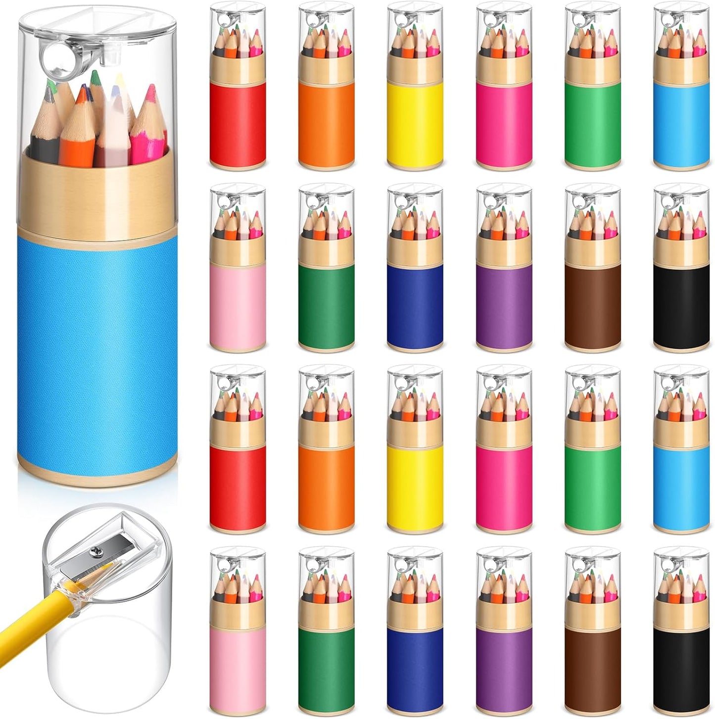 24 Sets Mini Drawing Colored Pencils Bulk with Sharpener for Kids 3.5" Small 12 Colors Travel Colored Portable Pencil Set Back to School Gifts for Students Adults Art Painting Classroom