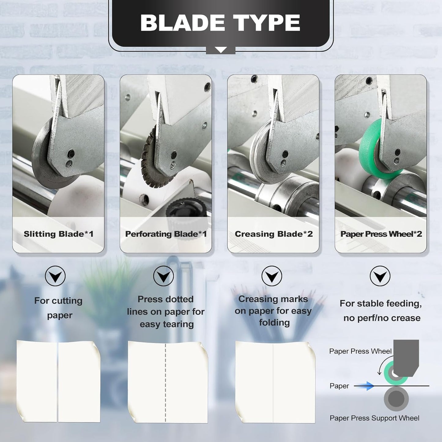 Mxmoonant 3-in-1 Electric Creasing Machine 18 1/2"(470mm) Paper Creaser Scorer Perforator Cutter for Cards Invitations Tickets 110V