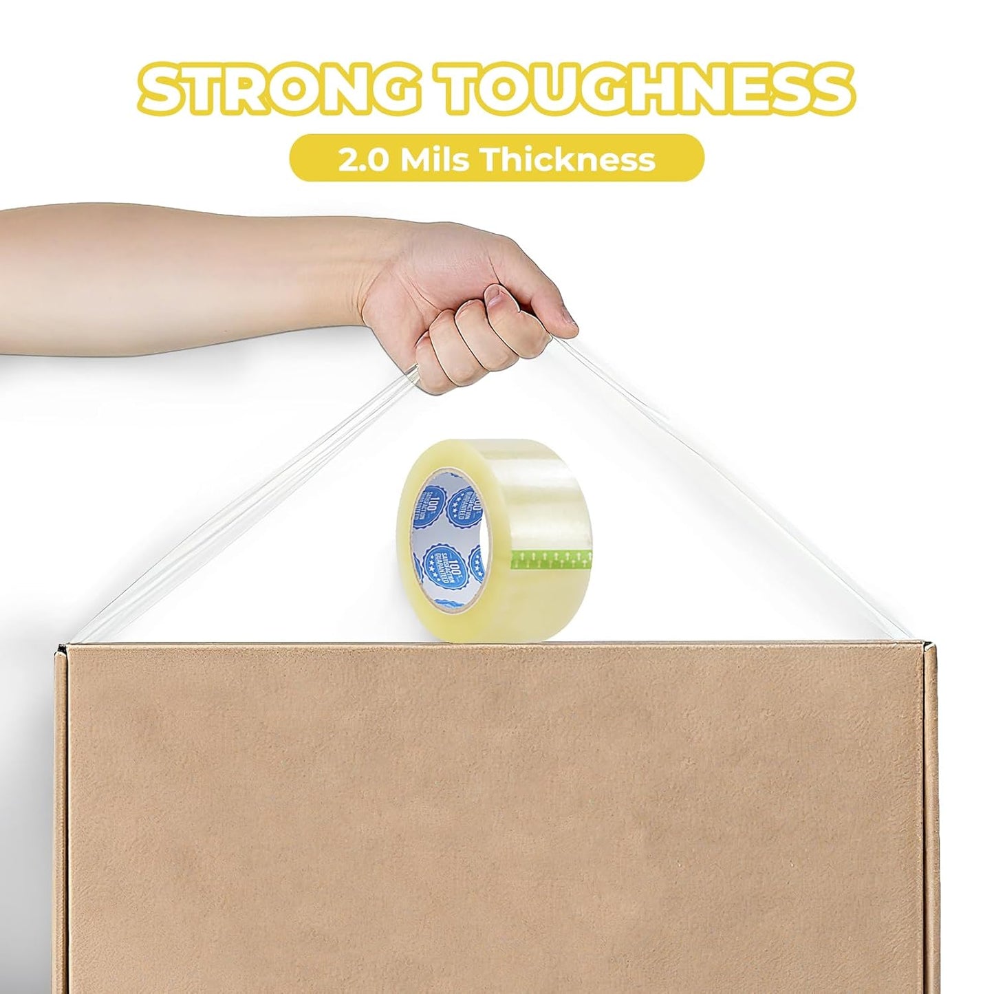 2.0 mils Heavy Duty Shipping Packing Tape, 2 Inch x 110 Yards (36 Rolls) Clear Packaging Tape for Moving, Sealing Boxes, Strong Adhesive, Bubble Wrap & Cardboard Box Sealing
