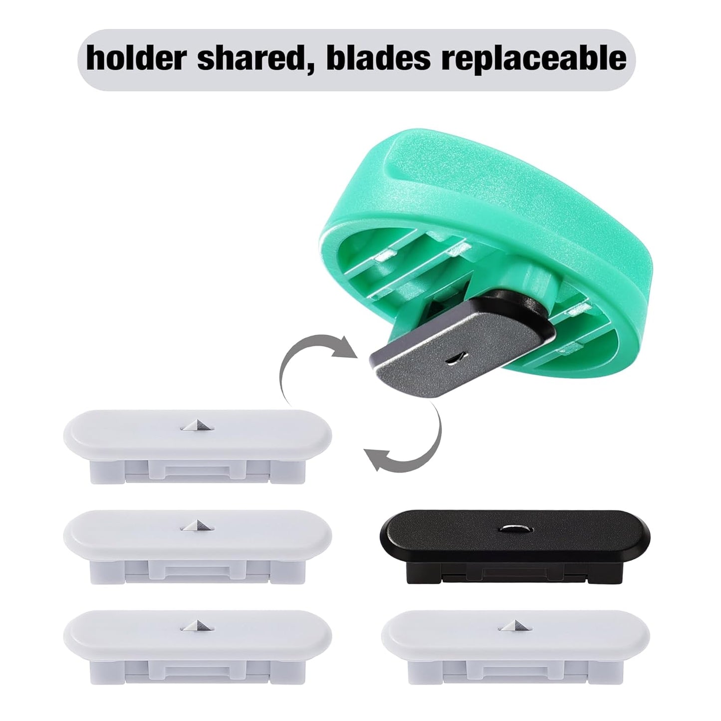 Likart 6-Pack Paper Cutter Replacement Blade kit,Compatible for Cricut Portable Trimmer/Basic Trimmer/Cricut Roll Holder,4 Cutting Blades & 2 Scoring Blades with a Holder,Light Green