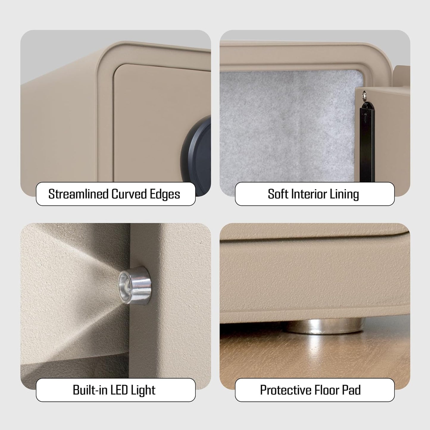 Home Safe Box, Digital Small Personal Safes, caja fuerte, Security Money Closet Electronic Lock Box with Keypad for Pistol Cash Jewelry, Document, Hotel, Dorm, Office (1.0cuft Sand)