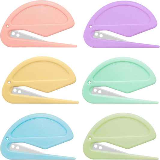 6 Pack Macarons Envelope Opener - Letter Opener Envelope Slitter with Safety Concealed Sharp Blade for Women,Men,Office Worker,Graduate Students.Mail Opener for Home,Office,Postal