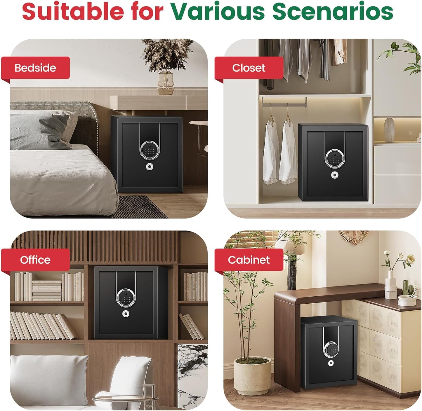 2.0 Cuft Biometric Safe Box, Fireproof Safe for Home with Digital Keypad and Spare Keys, Safety Box for Money, Documents, and other Valuables