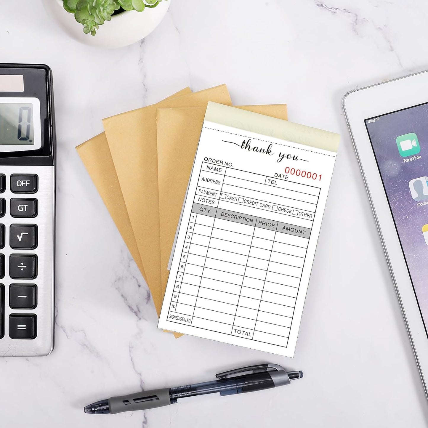 12 Pack Thank You Receipt Book, 3.4x5.5" Handheld 2-Part Carbonless Sales Invoice Book, Invoice Pad with Cardboard for Small Boutique Business, (50 Sets)