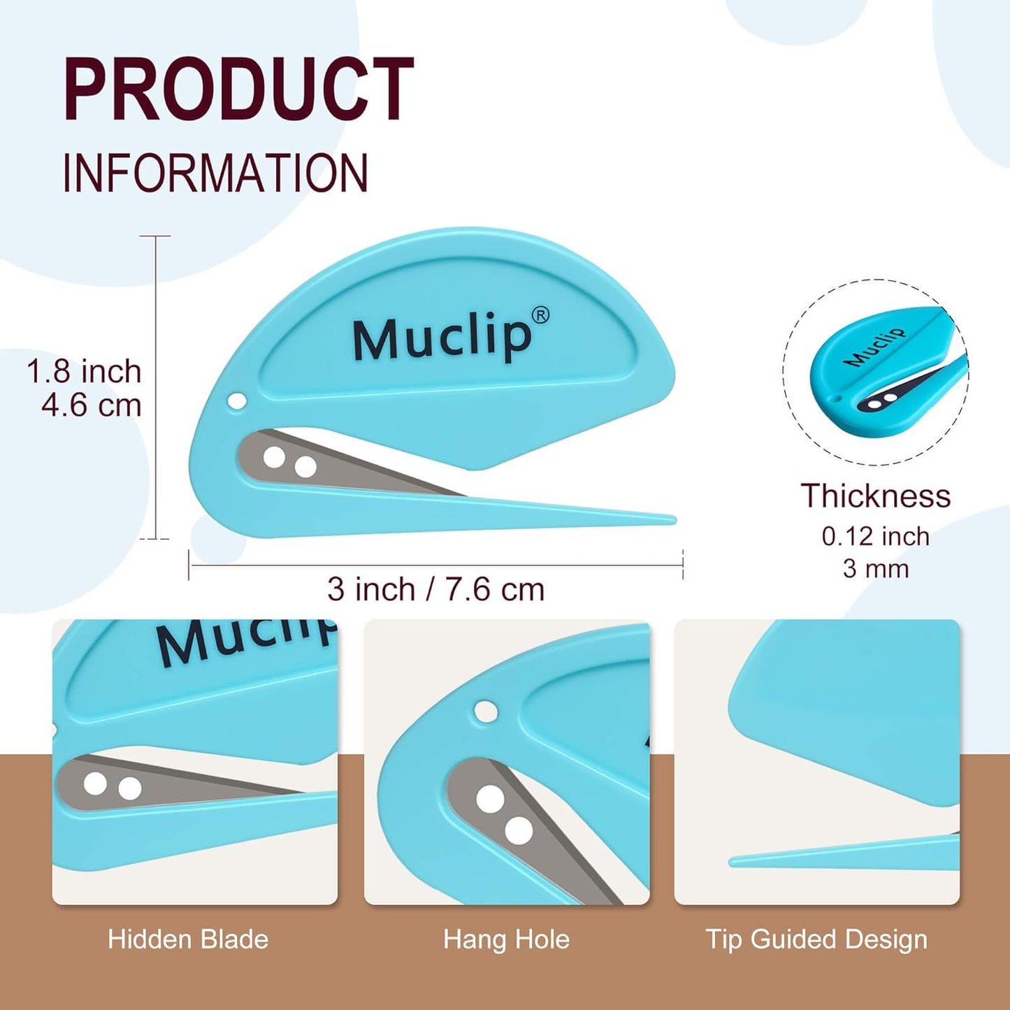 12 Pack Letter Opener Envelope Slitter - Ergonomic ABS Grip, Hidden Stainless Steel Blade,Fast Opener for Envelope,Letter,Mail,Package,Ideal for Office,Home,Business (Boxed)