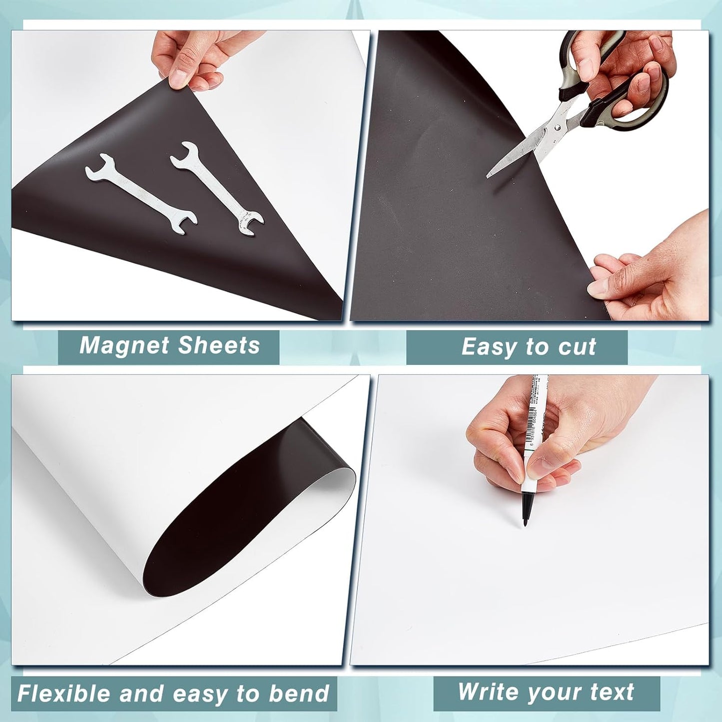 Amylove Blank White Surface Magnet Sheets 24 Inch x 10 Feet, 25 Mil Magnetic Roll Printable Flexible Vinyl Blank Magnetic Sign Sheet Safe for Vehicles DIY Craft Project