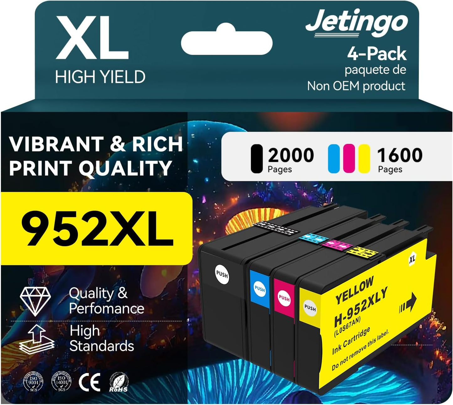 952XL Ink Cartridges Combo Pack for HP 8710 7740 Printers HP952XL Ink Cartridge Black and Color for HP Officejet Pro 8210 8730 8200 8720 8700 7740 8715 8702 8725 8740 4 Pack Black Cyan Yellow Magenta