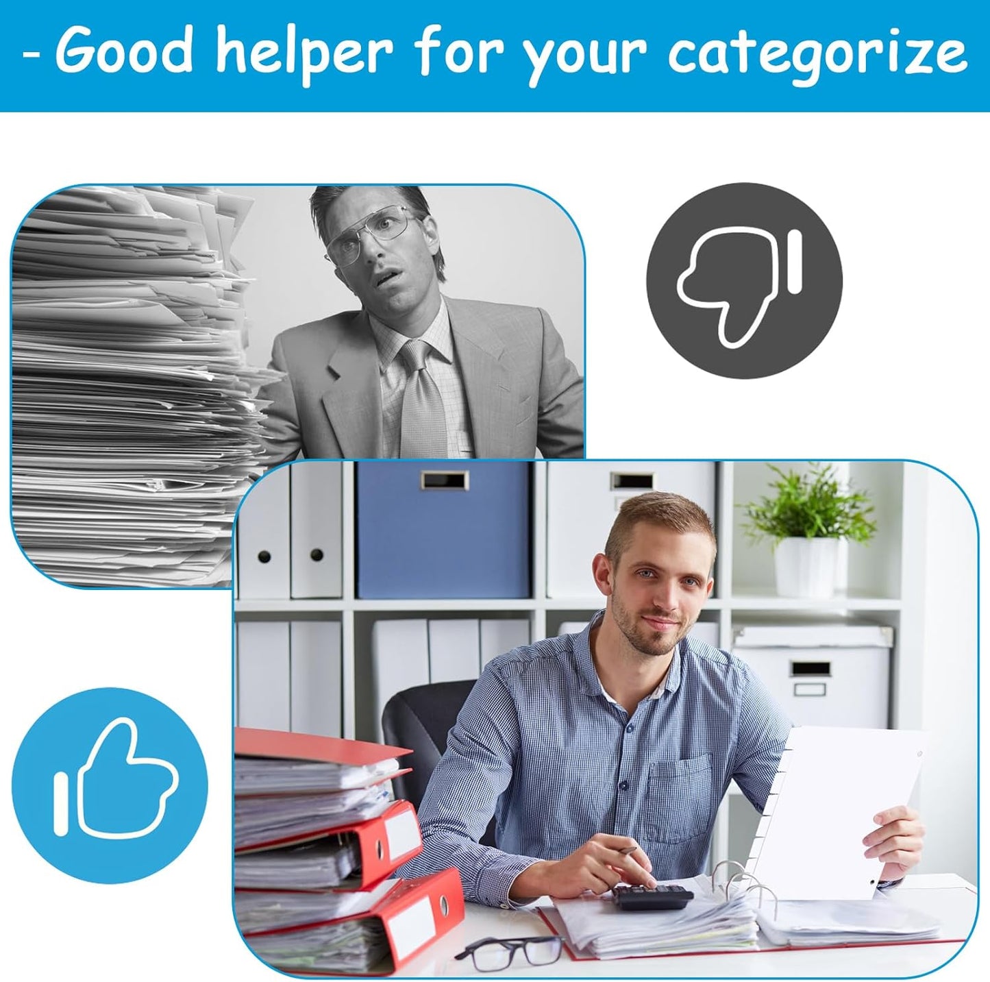 Binder Dividers for 3 Ring Binder, 1/8 Cut Tabs, Letter Size, Blank Write On Page Dividers with 8 Big Tabs for School Office Home, 4 Sets, 32 Dividers, White