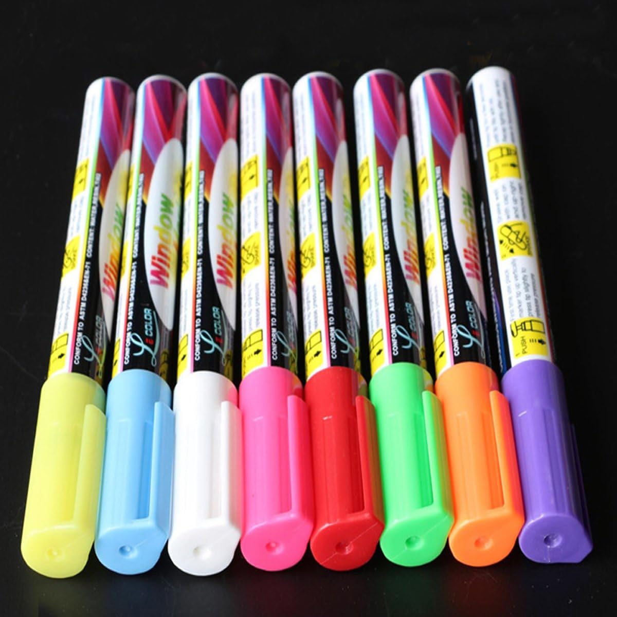 8 Pack Chalk Marker Pen Dry Erase Markers 6mm Reversible Bullet & Chisel Tip Fluorescent Markers Highlighters for LED Menu Board Bistro Board AD Drawing POP Art Glass Window Blackboard WhiteBoard