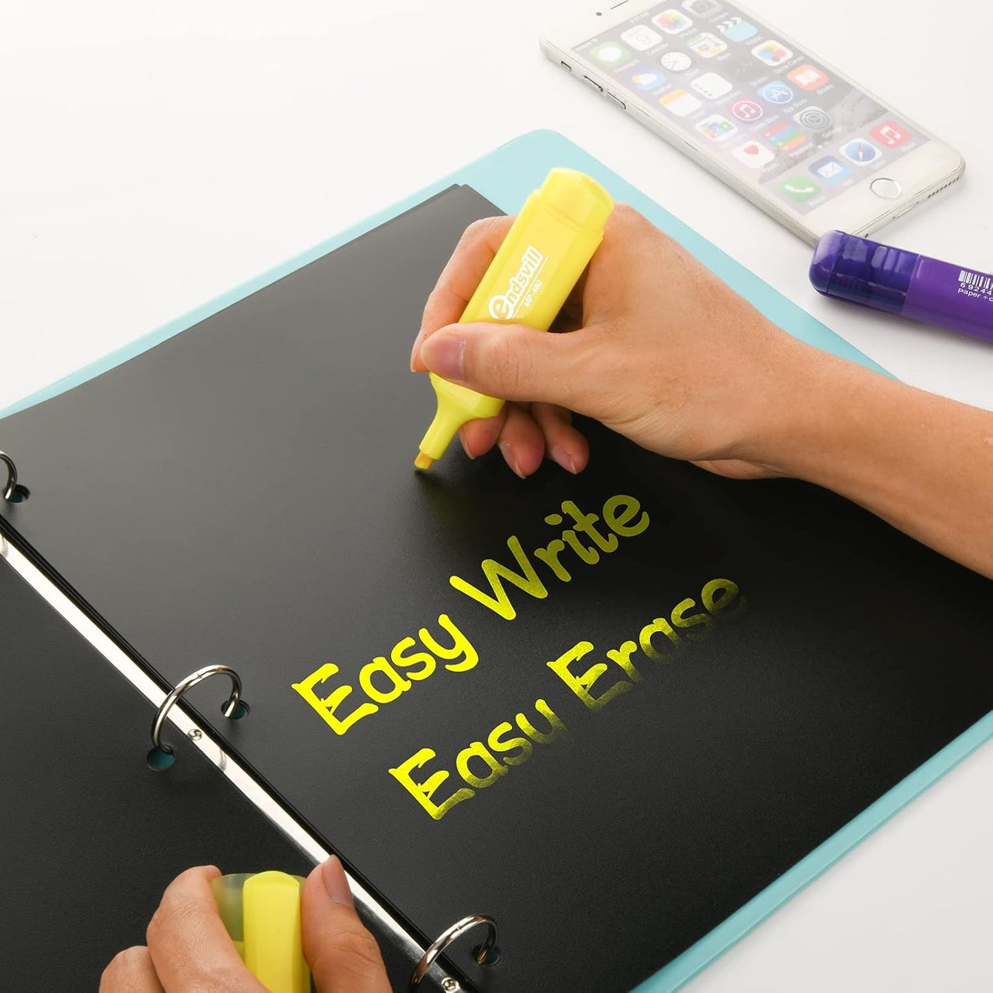 3 Ring Binder Dividers with 5-Tabs for Letter Size, 1/5 Cut, 3-Hole Punched, Write & Erase Plastic Binder Dividers Extra Durable Section Index Dividers for Binders, Pack of 2 Sets, 10 Dividers Total