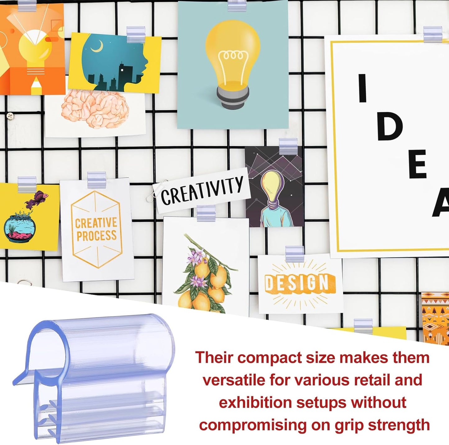 Kathfly 100 Pcs Gridwall Sign Holder Clip 1 Inch Wire Shelf Label Holder Clip on Price Tag Card Display Gridwall Accessories for Wire Rack Slatgrid Shelves & Baskets