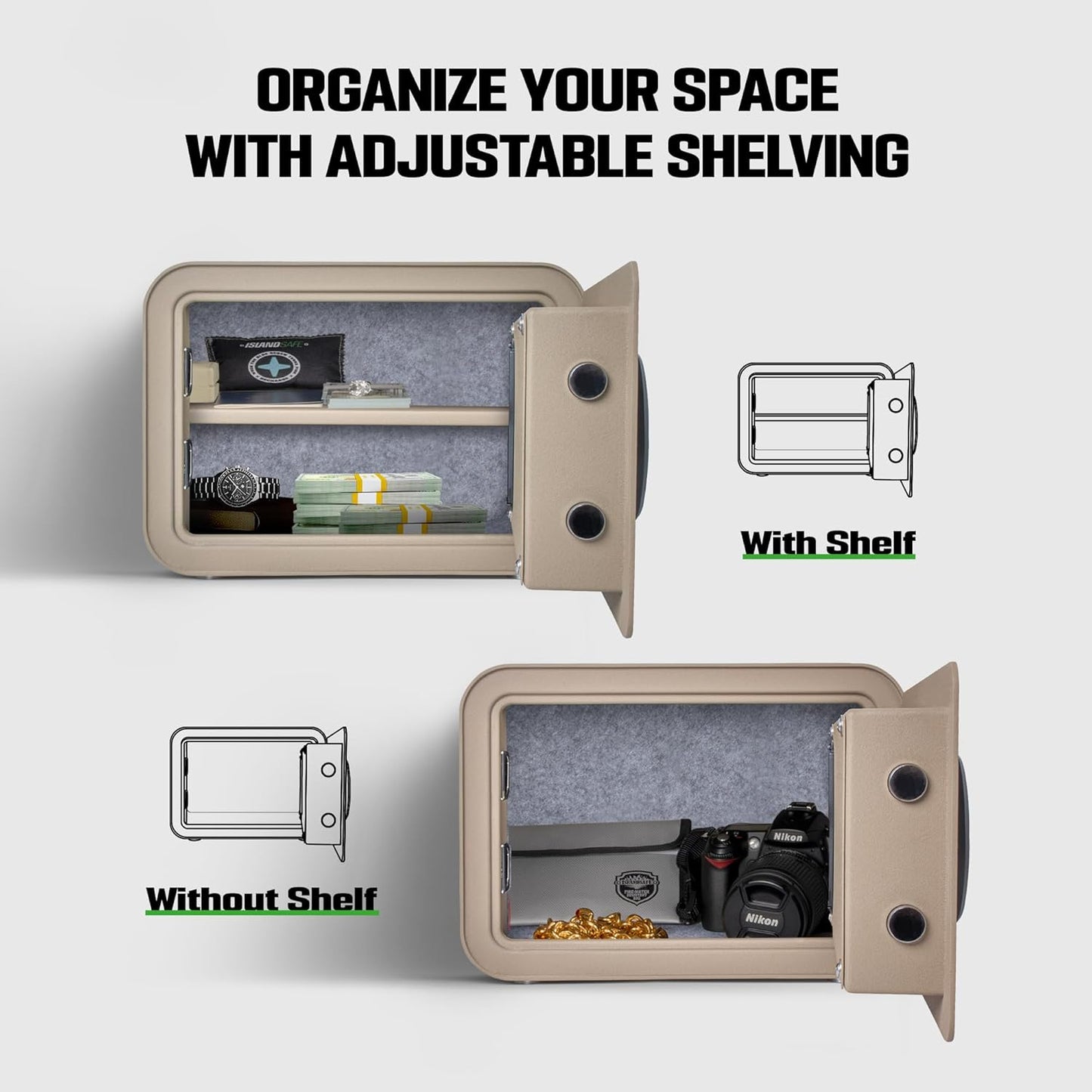 Home Safe Box, Digital Small Personal Safes, caja fuerte, Security Money Closet Electronic Lock Box with Keypad for Pistol Cash Jewelry, Document, Hotel, Dorm, Office (1.0cuft Sand)