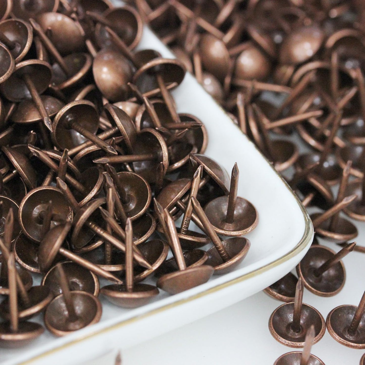 500Pcs Upholstery Tacks, BetterJonny Decorative Furniture Nails Pins 17X11MM Red Metal Thumb Tacks for Upholstered Furniture Cork Board, Home Decor…