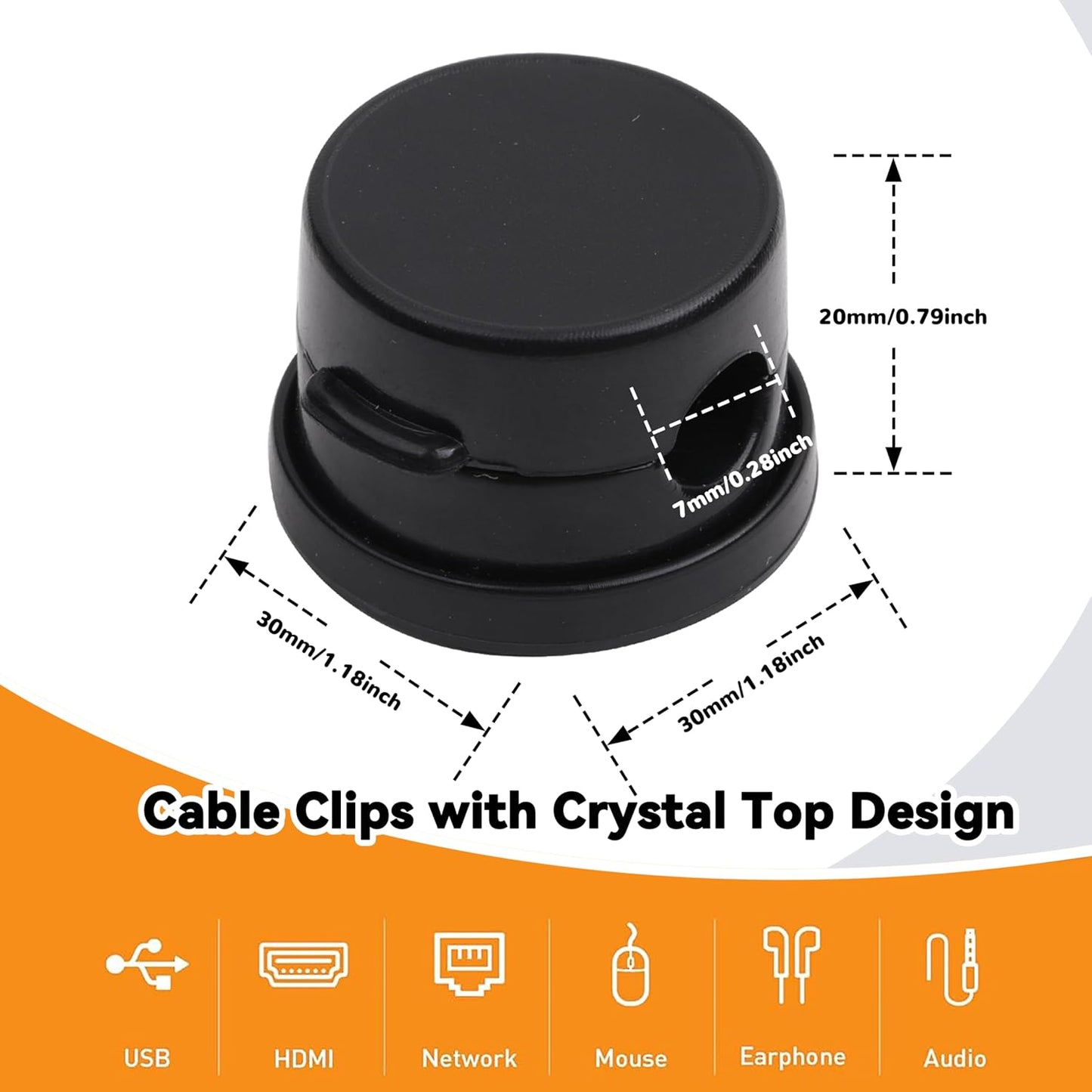 6 Pack Cable Management Clips[Upgrade Rotatable] Home Office Desk Cord Keeper Organizer Accessories Charger USB Wire Organizer Cord Holder for Nightstand (Black)
