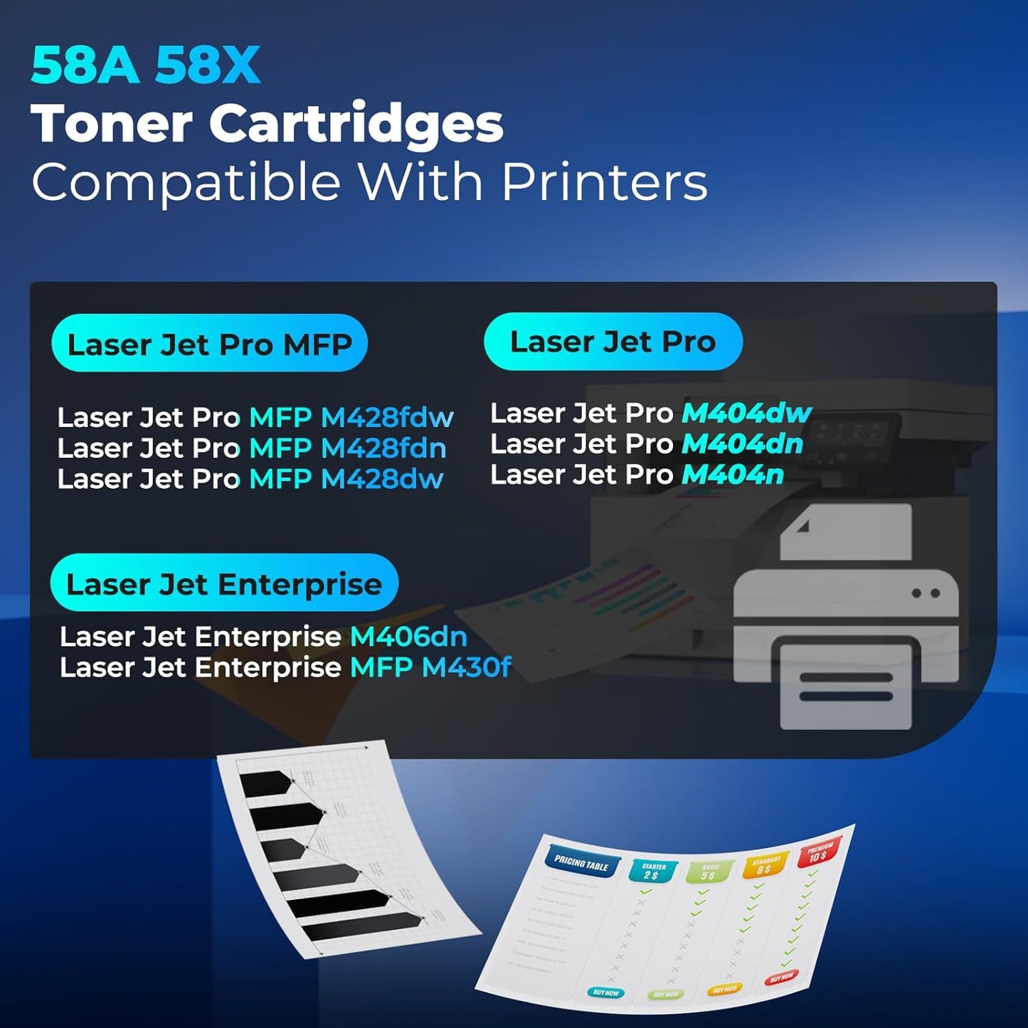 58X Toner Cartridge Black Laser Jet Pro M404dw Enterprise M406dn Compatible for HP 58X Toner Cartridge Compatible for MFP M430f M404dn M404n MFP M428fdw MFP M428fdn MFP M428dw M404dw Printer (2 Pack)