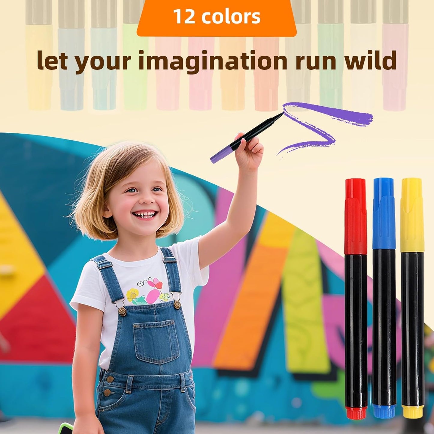 12-Color Neon Paint Markers for LED Note Board with Colors, Fluorescent Ink Design, Erasable Markers for LED Writing Boards, Best Gift for Kids