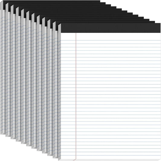 12 Pack White Legal Pads 8.5 x 11 College Ruled, 30 Sheets Per Note Pads 8.5 x 11, Perforated Lined Paper Pads 8.5 x 11.75, Writing Pads with Sturdy Backing, Legal Notepads for School, Office, Home