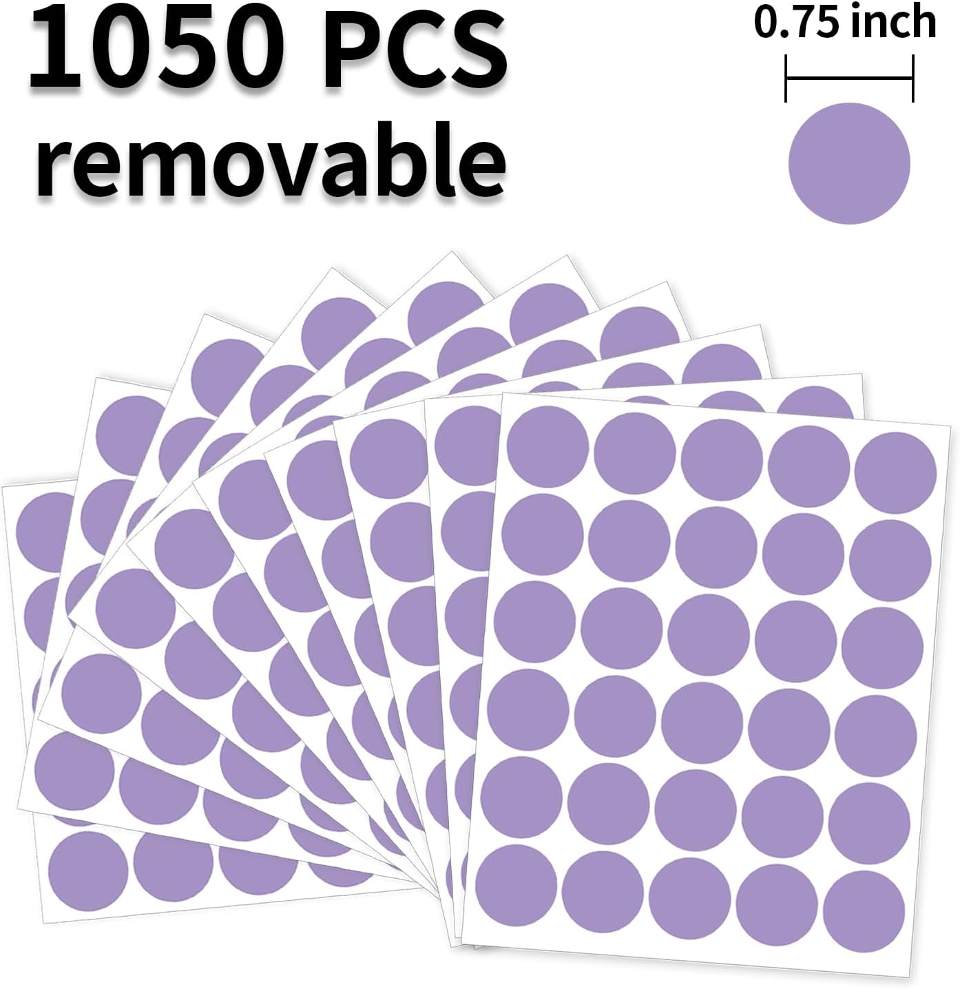 0.75 Inch Removable Color Code Dot Sticker Round Labels,Garage Sale Stickers Price Tags Label Blank Yard Sale Circle Dot Stickers(1050 Pack,Purple)