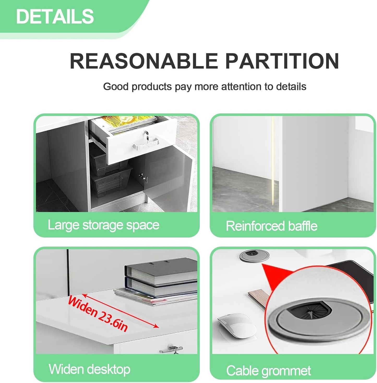 Modern Reception Desk with Counter and Drawer Office Front Desk with Cabinet Wooden Commercial Reception Table Checkout Counter for Retail Salon Lobby Black and White Right 79inch/200cm