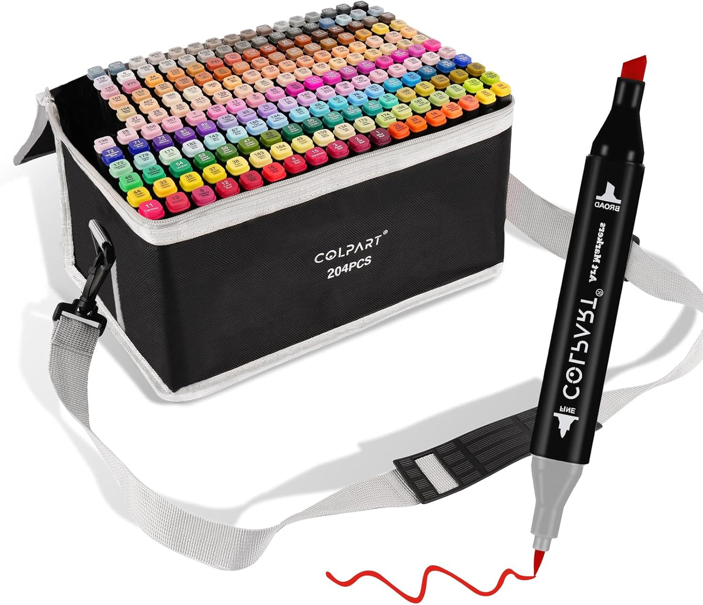 204 Colors Alcohol Markers Set Dual Tip Art Markers for Kids Marker Pens with Pen Holder and Carry Bag for Adult Coloring Painting Supplies Perfect for Painting, Coloring, Sketching and Drawing