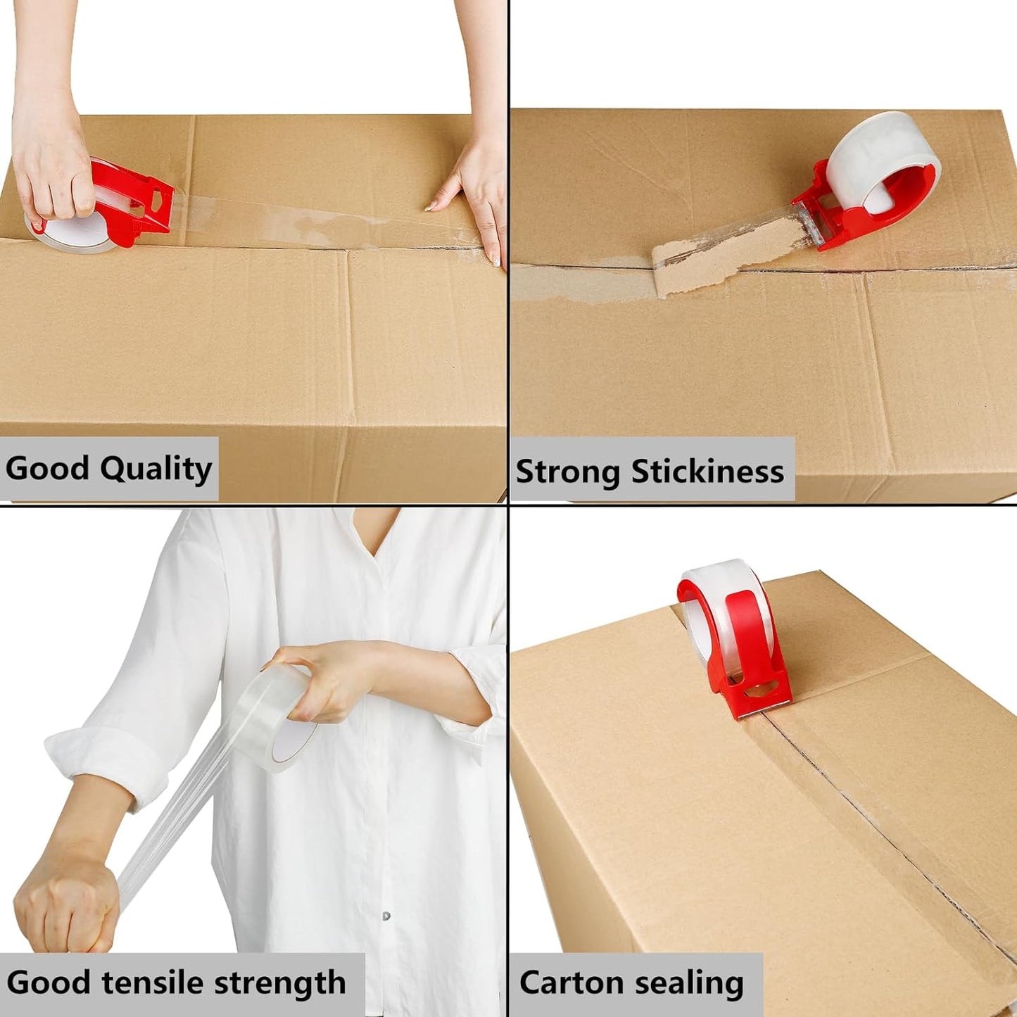 2-Pack Clear Packing Tape with Dispenser-2.7mil x 1.88" x 55Y Heavy Duty Packing Tape for Moving Boxes-Moving Tape Strong Adhesive Packaging Tape.