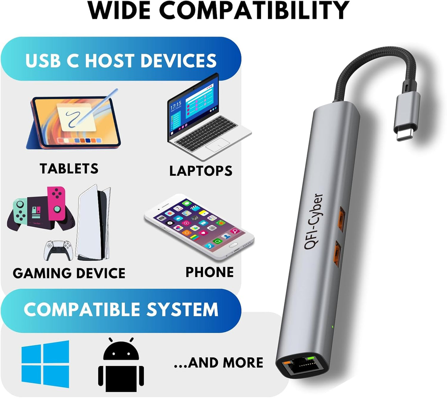 6-in-1 USB-C Hub Bundle with Portable USB-C to HDMI Adapter (4K)