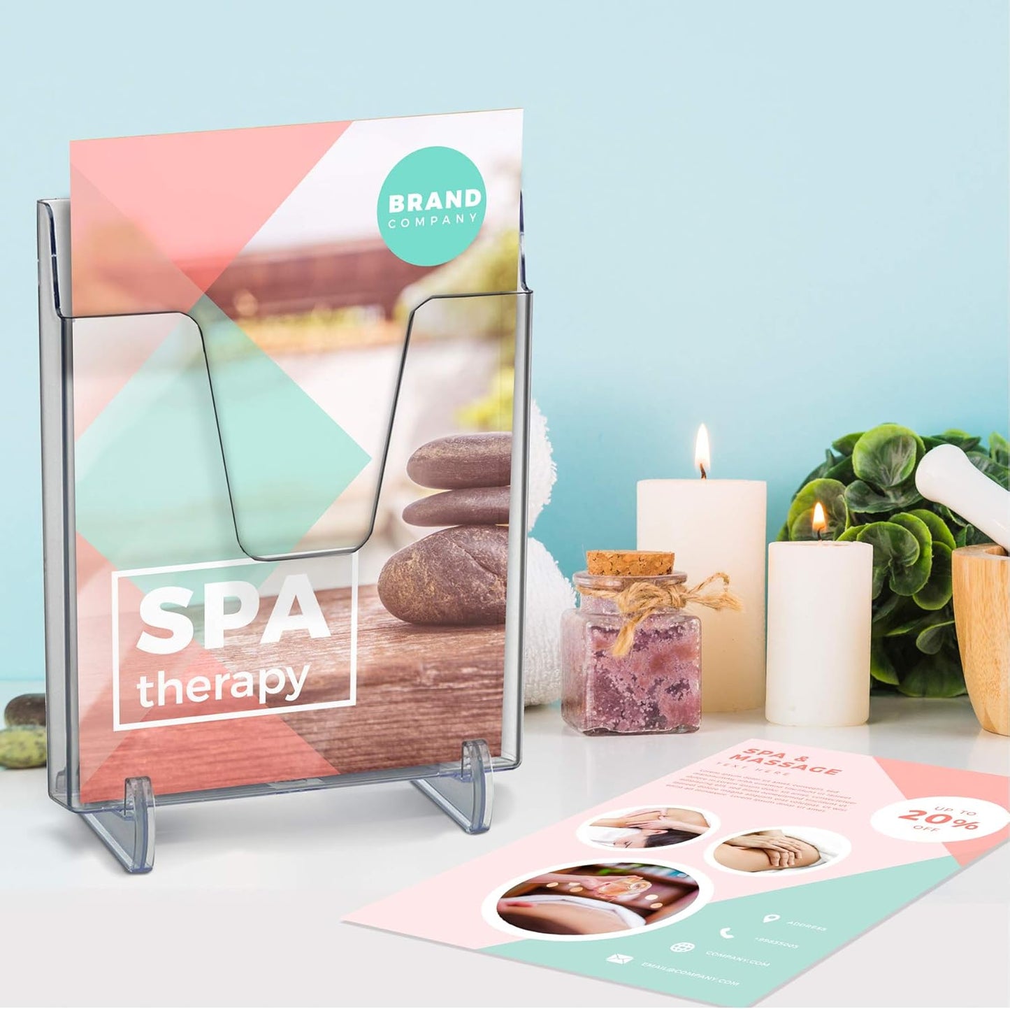 Acrimet Pocket File Holder Vertical Design Brochure Display (for Wall Mount or Countertop Use) (Removable Supports Included) (Letter Size) (Clear Crystal Color)