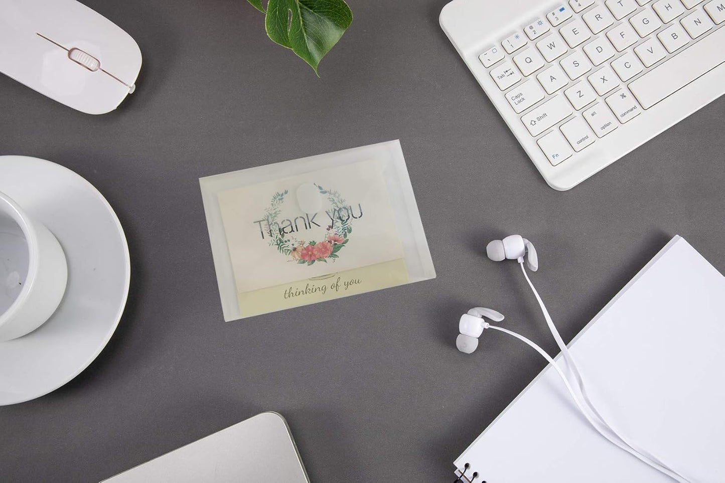 5x7 Small Plastic Envelopes Receipt Check Storage File Holder Case 10 Pack Hook & Loop Closure (clear-10 Pack)