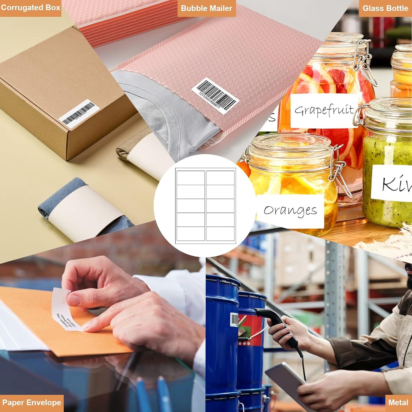 10up 500 Sheets Sticker Labels Compatible Laser/Ink Jet Shipping Labels, 2" X 4" Labels for Shipping/Mailing (5000 Labels)