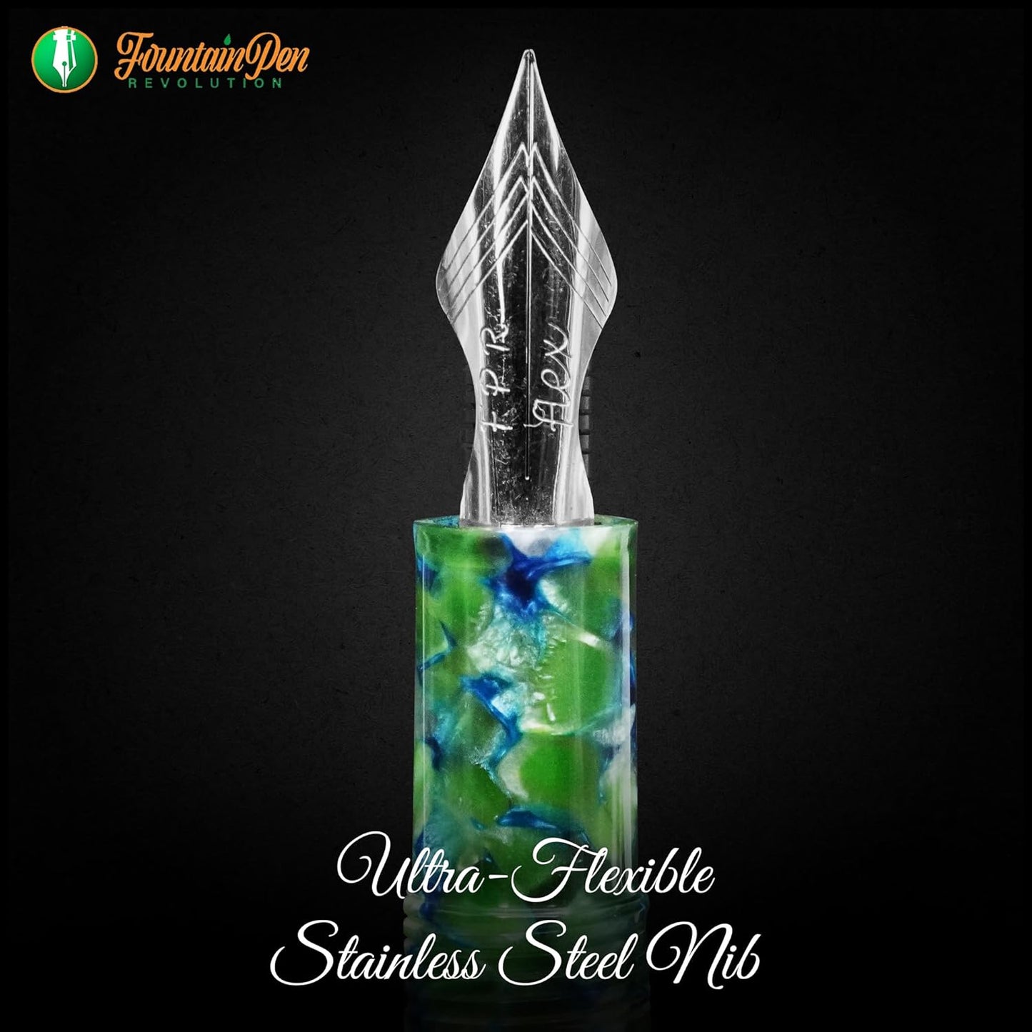 Jaipur V2 Piston Filled Refillable Fountain Pen - Jade Ultra Flex Cursive Pen w/Stainless Steel Nib - Luxury Pens w/Acrylic Body & Ebonite Feed - Fountain Pens for Journaling & Calligraphy