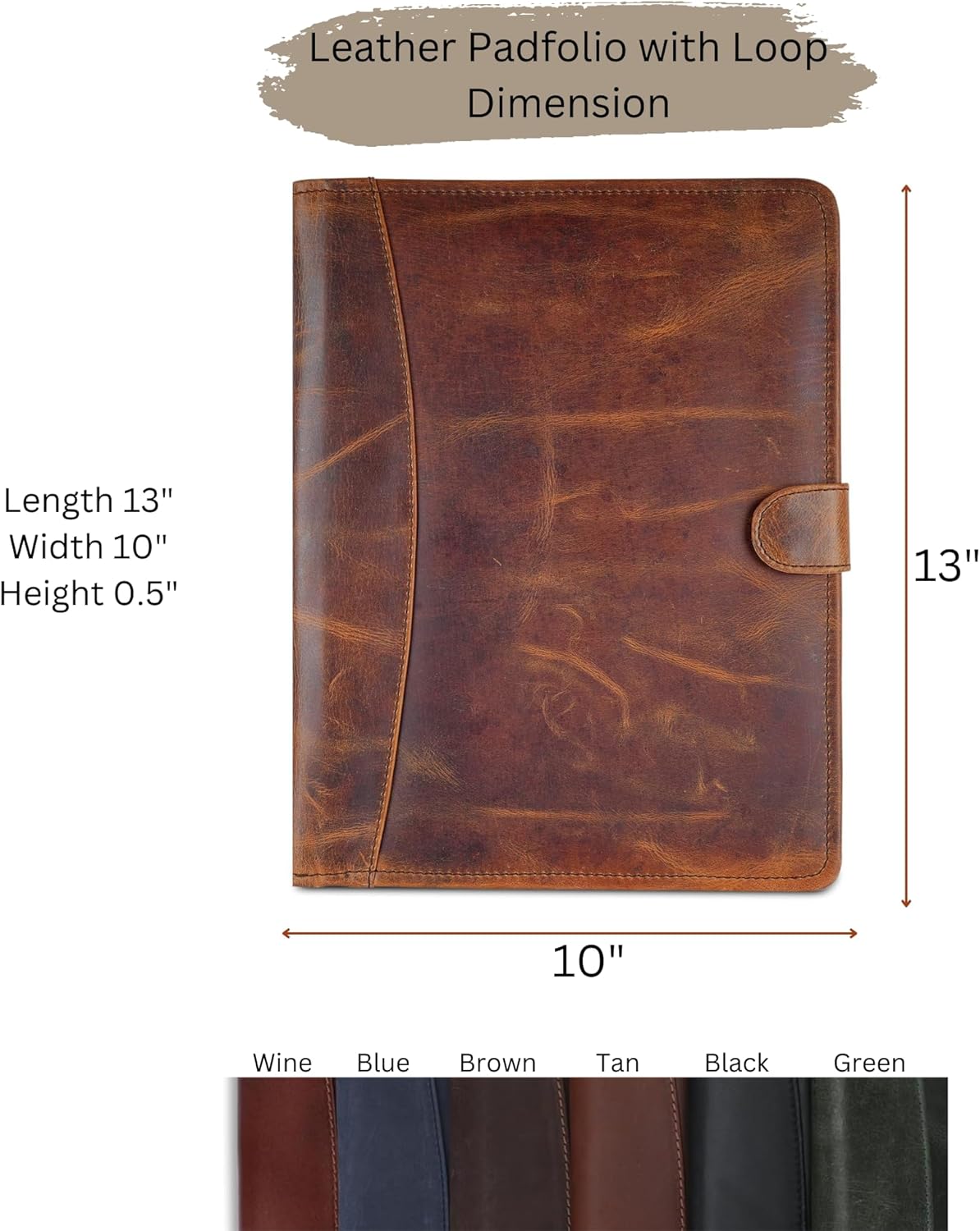 Leather Padfolio Legal Pad Portfolio Organizer | Handmade Executive Notebook Binder | Heavy Duty Full Grain Cow Hide Resume Interview Folio for Men Women, Rustic NoteBook Folder (Wine)