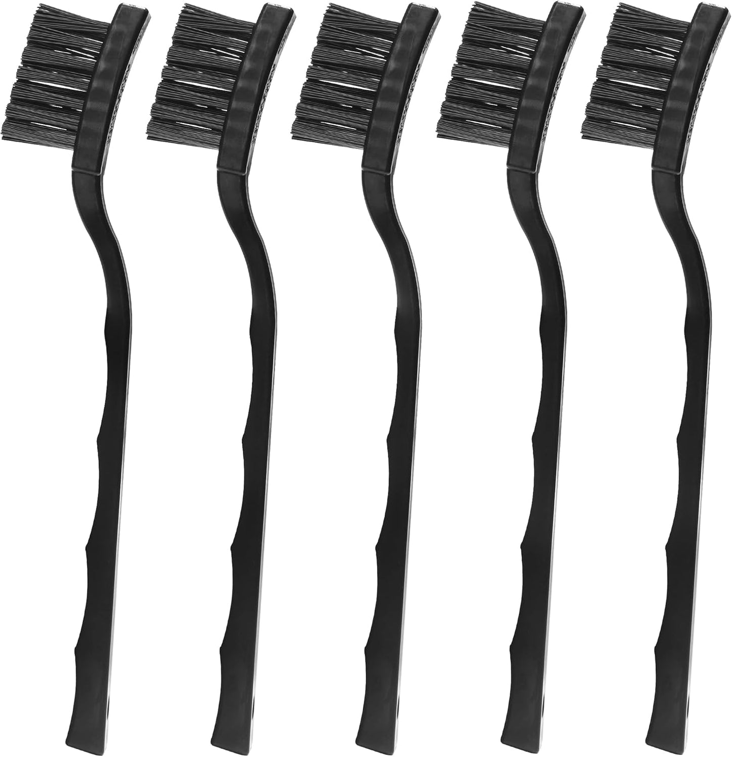 3 x 0.5cm Three Row Plastic Handle Anti Static Brushes Black 5 Pcs