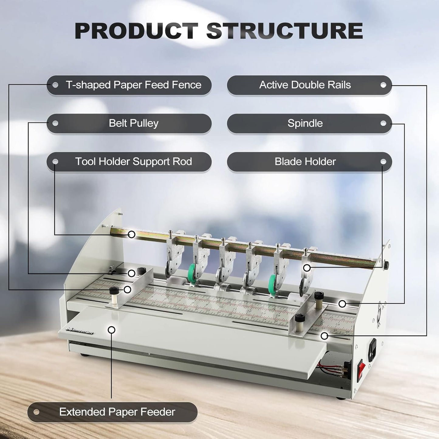 Mxmoonant 3-in-1 Electric Creasing Machine 18 1/2"(470mm) Paper Creaser Scorer Perforator Cutter for Cards Invitations Tickets 110V