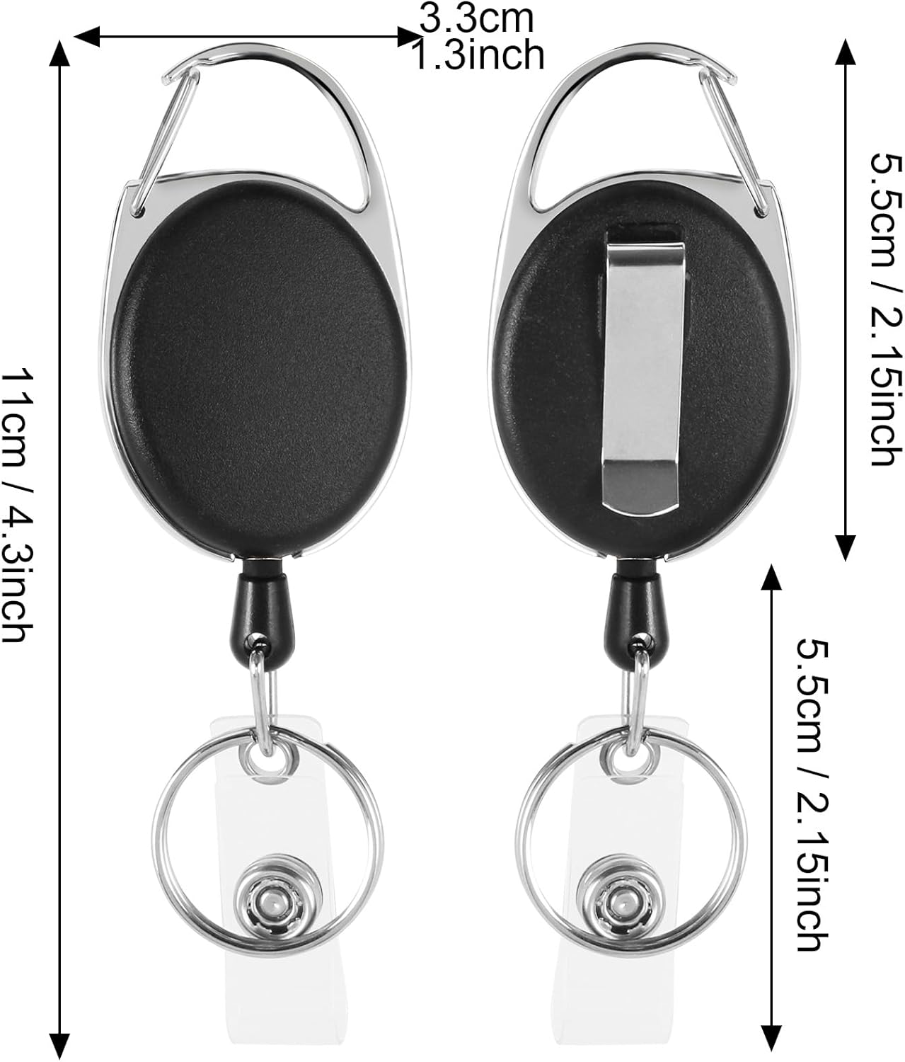 50 Pack Retractable Badge Holders with Key Ring and Belt Clip, ID Badge Reels with 23.6 Inch Cord for Nurses Office Staff Teachers Students Events Name Tags & Keys