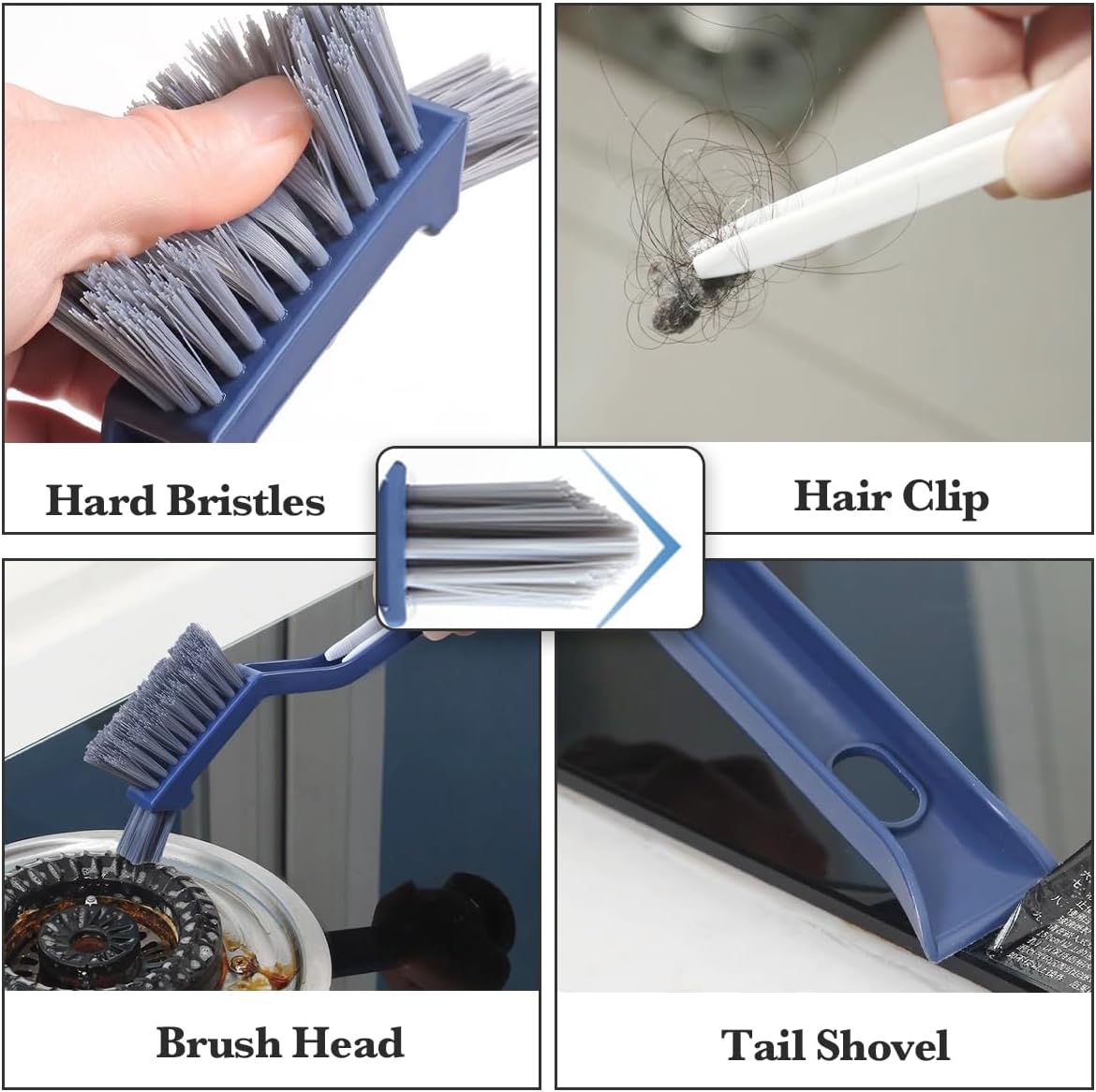 2 Pack Hard Bristle Crevice Cleaning Brush, Multifunctional Gap Cleaning Brush Supplies for Kitchen, Bathroom, Corner, Grout, Sink, Cup, Teapot, Bottle, Blender