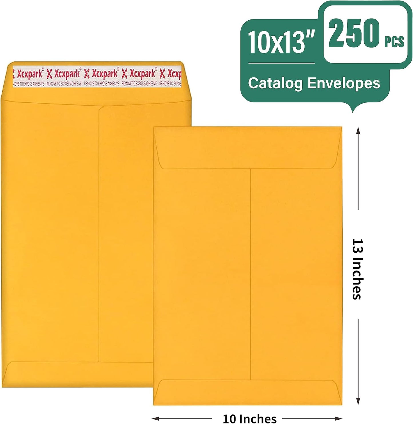 250 PCS 10x13 inches Security Catalog Envelopes Printable Self Seal Envelopes, Anti Tear brown Kraft Envelopes for Invitation Cards, Pictures, Photos, Documents