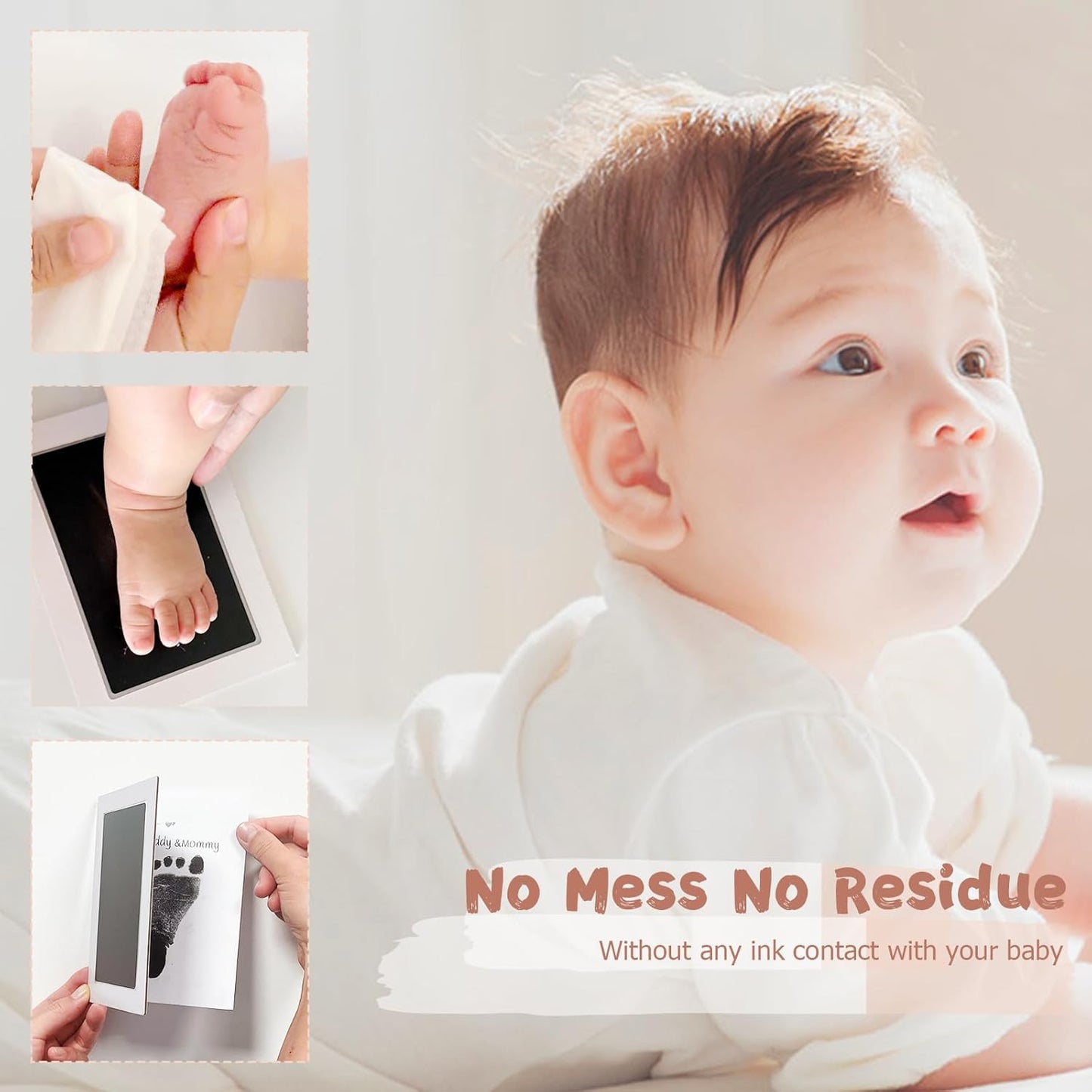 Inkless Baby Hand and Footprint Kit,Clean-Touch Ink Pad Kit,Safe No Mess Printing Infant Hand Foot Stamp,1 Pack Newborn Inkless Print Pads Best Keepsake or Gifts for Family