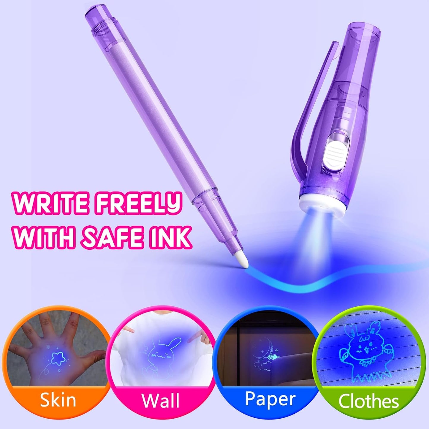 Invisible Ink Pen Spy Game for Kids, Party Favors Toys for Girls Boys, Magic Markers for Boys Girls Fun Outdoor Toys, Birthday for 6-13 Year Old Girls Boys (8PCS)