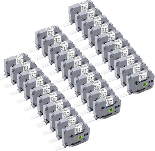 30PK Tz Tape 12mm 0.47 Laminated White Compatible with Brother P Touch Label Maker Tape 12mm 0.47 White Refill TZe-231 Label Tape for Brother P-Touch Label Maker PT-D210 PT-H110 PT-D220